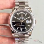 Perfect Replica Rolex Day-Date 41mm Watch - Black Dial Stainless Steel Case